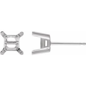 18K Witgoud 4.5 mm Princess 4-Prong Oorbelmontuur