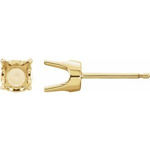 14K Geelgoud 7.4 mm Rond 4-Prong Oorbelmontuur
