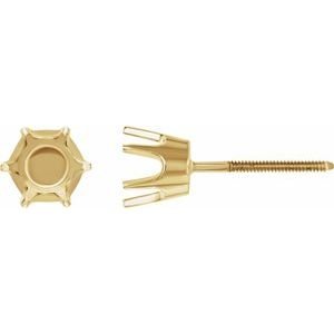 14K Geelgoud 7.4 mm Rond 6-Prong Oorbelmontuur