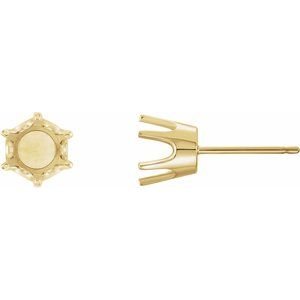 14K Geelgoud 5.8 mm Rond 6-Prong Oorbelmontuur