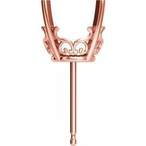 14K Roségoud 8 mm Rond 4-Prong Vintage-Inspired Scroll Oorbelmontuur