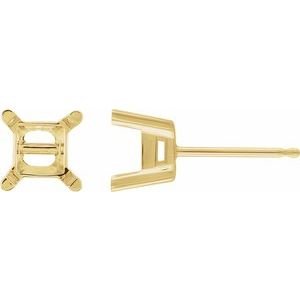 14K Geelgoud 5.5 mm Princess 4-Prong Oorbelmontuur