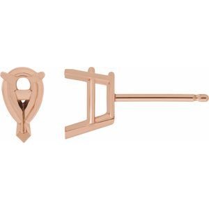 14K Roségoud 8.5x5.5 mm Peer 3-Prong V-End Oorbelmontuur