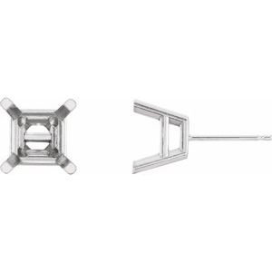 14K Witgoud 5 mm Princess 4-Prong Oorbelmontuur - Afbeelding 3