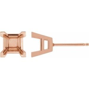 14K Roségoud 5 mm Princess V-Prong Oorbelmontuur
