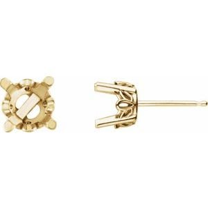 14K Geelgoud 4.5 mm Rond 4-Prong Scroll Setting® Oorbelmontuur
