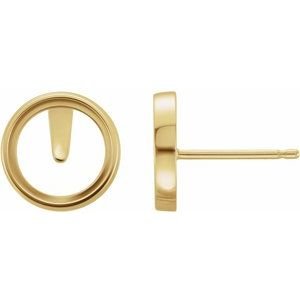 14K Geelgoud 5 mm Rond Bezel-Set Cabochon Oorbelmontuur