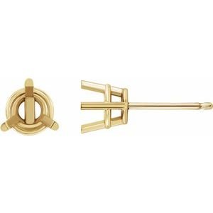14K Geelgoud 8 mm Rond 3-Prong Oorbelmontuur