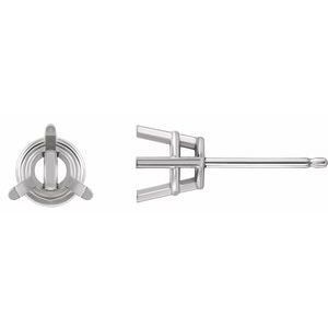 18K Witgoud 6.5 mm Rond 3-Prong Oorbelmontuur