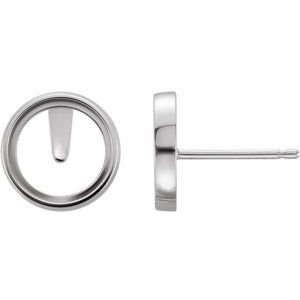 14K Witgoud 5.5 mm Rond Bezel-Set Cabochon Oorbelmontuur