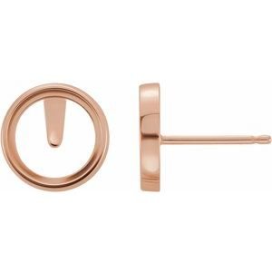 14K Roségoud 4.5 mm Rond Bezel-Set Cabochon Oorbelmontuur