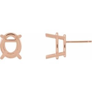 14K Roségoud 10x8 mm Ovaal 4-Prong Oorbelmontuur
