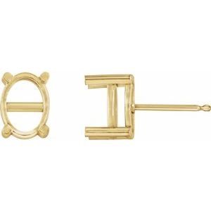 14K Geelgoud 8x6 mm Ovaal 4-Prong Cabochon Oorbelmontuur