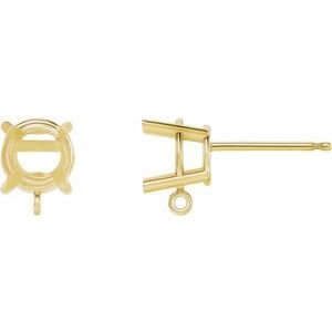 14K Geelgoud 6 mm Rond 4-Prong Oorbel Top