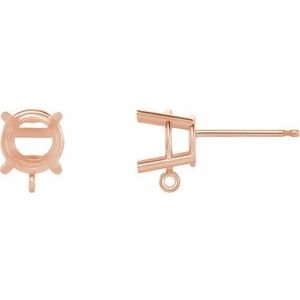 14K Roségoud 8 mm Rond 4-Prong Oorbel Top