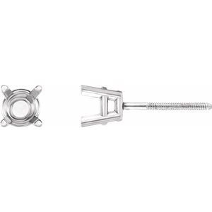 14K Witgoud 12 mm Rond 4-Prong Oorbelmontuur