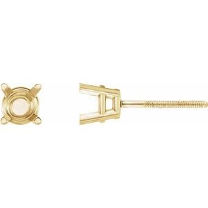 14K Geelgoud 9 mm Rond 4-Prong Oorbelmontuur