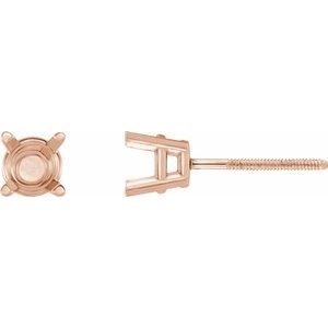14K Roségoud 5 mm Rond 4-Prong Oorbelmontuur