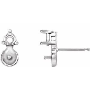 14K Witgoud met zijstenen Oorbelmontuur voor 5.0-5.5 mm Parel