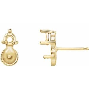 14K Geelgoud met zijstenen Oorbelmontuur voor 6.0-6.5 mm Parel
