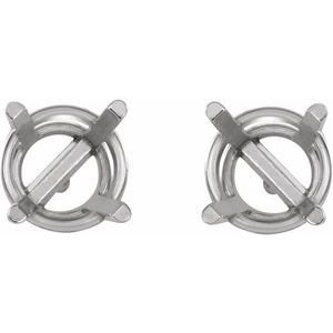 18K Witgoud 7 mm Rond 4-Prong Lichtgewicht Oorbelmontuur - Afbeelding 2