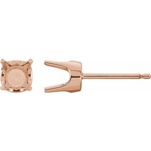 14K Roségoud 4.4 mm Rond 4-Prong Oorbelmontuur
