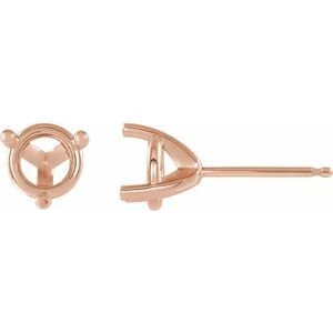 14K Roségoud 5.2 mm Rond 3-Prong Oorbelmontuur