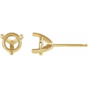 18K Geelgoud 5.8 mm Rond 3-Prong Oorbelmontuur
