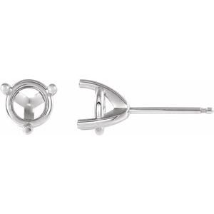 14K Witgoud 6.5 mm Rond 3-Prong Oorbelmontuur