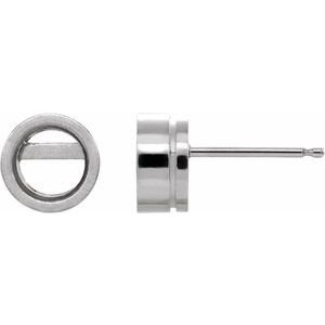 14K Witgoud 4.5 mm Rond Bezel-Set Stud Oorbelmontuur