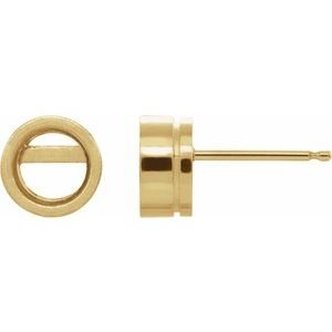 14K Geelgoud 6.5 mm Rond Bezel-Set Stud Oorbelmontuur