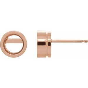 14K Roségoud 5.2 mm Rond Bezel-Set Stud Oorbelmontuur