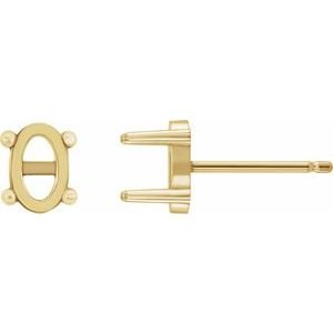 14K Geelgoud 8x6 mm Ovaal Cabochon Oorbelmontuur