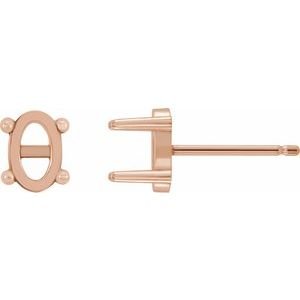 14K Roségoud 7x5 mm Ovaal Cabochon Oorbelmontuur