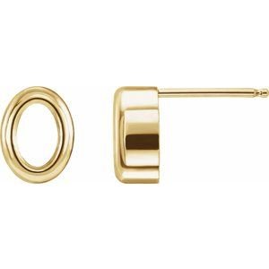 14K Geelgoud 5x3 mm Ovaal Back-Set Bezel Oorbelmontuur