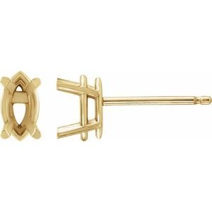 14K Geelgoud 5x2.5 mm Marquise 4-Prong Stud Oorbelmontuur