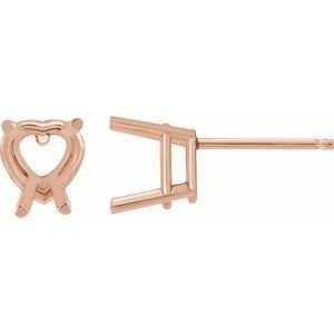 14K Roségoud 5 mm Hart 4-Prong Oorbelmontuur
