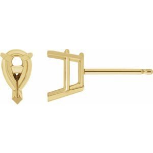 14K Geelgoud 11x7 mm Peer 3-Prong V-End Oorbelmontuur