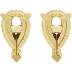 14K Geelgoud 10x7 mm Peer 3-Prong V-End Oorbelmontuur - Afbeelding 2