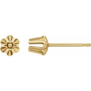 14K Geelgoud 5.2 mm Rond 6-Prong Buttercup Oorbelmontuur