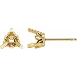 14K Geelgoud 5 mm Trilliant 3-Prong Scroll Setting® Oorbelmontuur