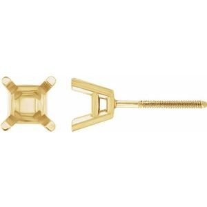 14K Geelgoud 5.5 mm Princess 4-Prong Lichtgewicht Oorbelmontuur