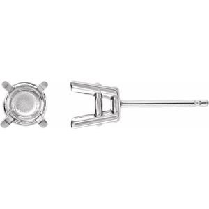 14K Witgoud 5.5 mm Rond 4-Prong Oorbelmontuur