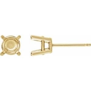 14K Geelgoud 5 mm Rond 4-Prong Oorbelmontuur