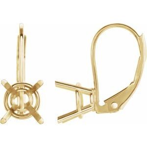 14K Geelgoud 6 mm Rond 4-Prong Brisure Oorbelmontuur