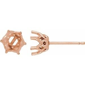 14K Roségoud 5 mm Rond 6-Prong Oorbelmontuur
