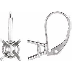14K Witgoud 7 mm Rond 4-Prong Brisure Oorbelmontuur