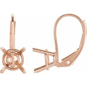 14K Roségoud 6.5 mm Rond 4-Prong Brisure Oorbelmontuur