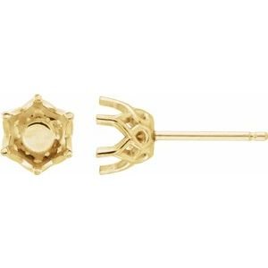 18K Geelgoud 8.5 mm Rond 6-Prong Oorbelmontuur