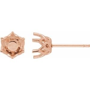 14K Roségoud 7 mm Rond 6-Prong Oorbelmontuur
